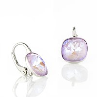 Art.No.lavdelite447012ops- Сребърни обици с кристали 12мм Куадро lavender delite от  