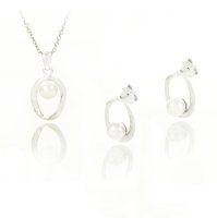 Art.No.wpearl606setovsfzd025- Сребърен комплект с перли Елипс 6 06 white от  