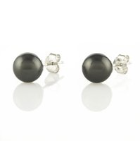 Art.No.blclassicpearl8ovs- Сребърни обици с перли 8мм black от  