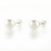 Art.No.wclassicpearl8ovs- Сребърни обици с перли 8мм white от  