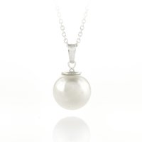 Art.No.wclassicpearl12vsfzd035- Сребърно колие с перла 12мм white от  