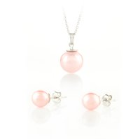 Art.No.rosclassicpearl128setfzd035- Сребърен комплект колие с обици Класическа перла rosaline от  