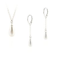 Art.No.wpearldrop15ringneck11longops- Сребърен комплект с перли Капка white от  