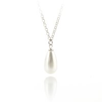 Art.No.wpearldrop15ringneckvs- Сребърно колие с капковидна перла 15мм white от  