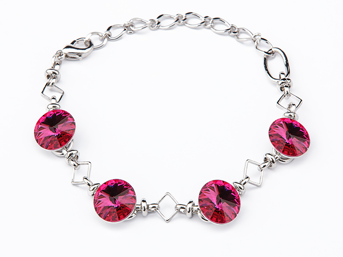Гривна с кристали 4 риволи fuchsia