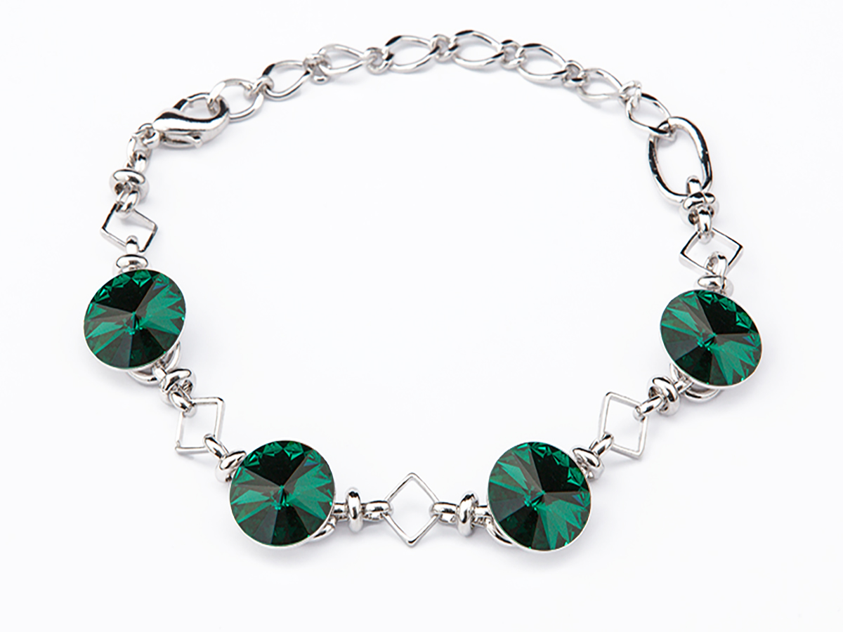 Гривна с кристали 4 риволи emerald
