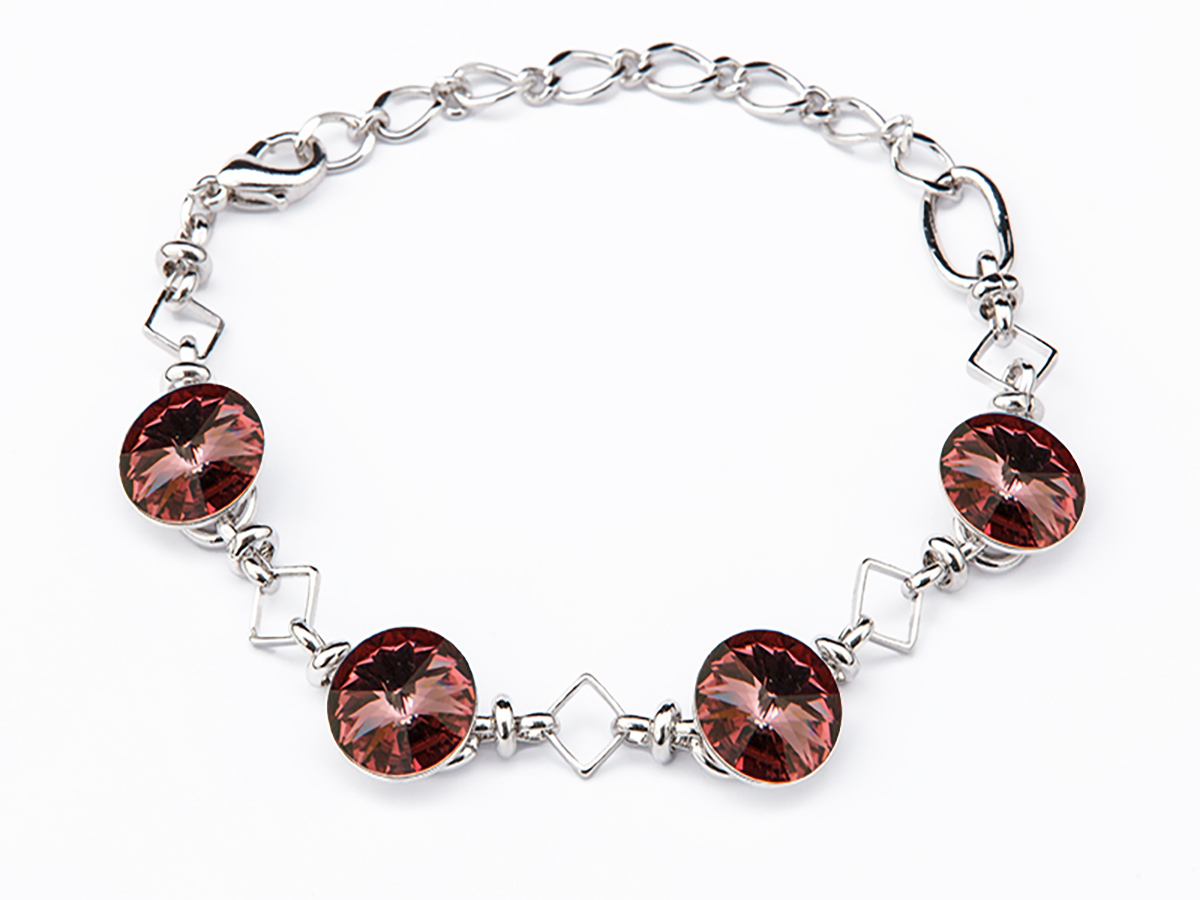 Гривна с кристали 4 риволи antique pink