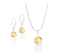 Art.No.gs6401128- Кристален комплект колие с обици Октагон golden shadow от 