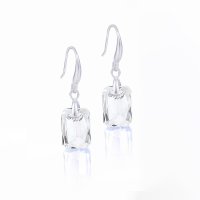 Art.No.crsh643511ok- Висящи обици на кука с правоъгълни кристали crystal shimmer от  