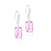 Art.No.lrsh643511ok- Висящи обици на кука с правоъгълни кристали light rose shimmer от  