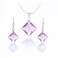 Art.No.lam64311611- Кристален комплект колие с обици Ромб light amethyst от  