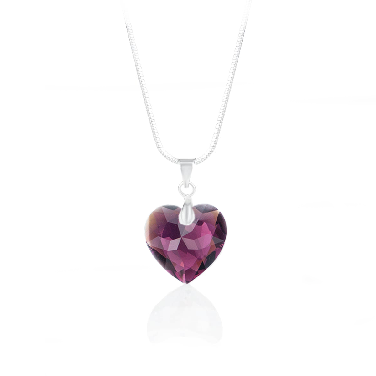 Колие с кристал Сърце amethyst shimmer