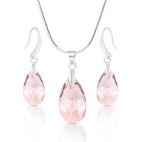 Art.No.lam61062216- Кристален комплект колие с обици кука Класическа капка light amethyst shimmer от  
