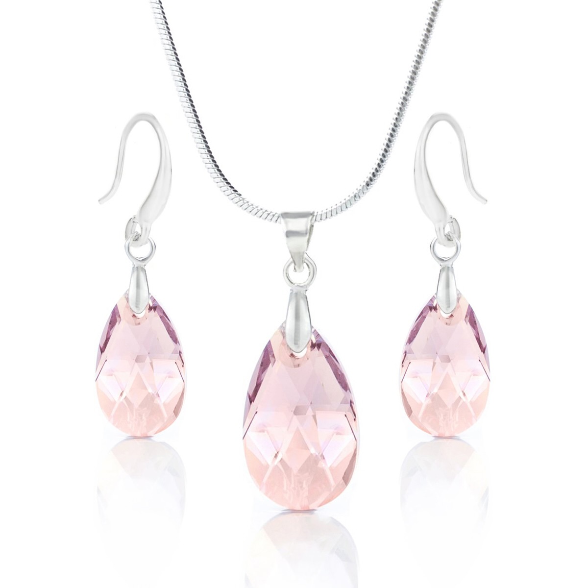 Кристален комплект колие с обици кука Класическа капка light amethyst shimmer