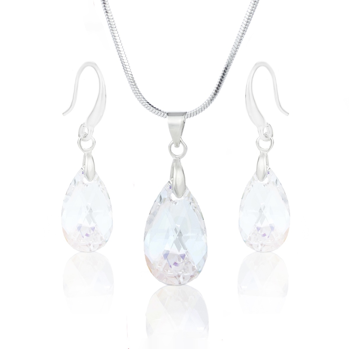 Кристален комплект колие с обици кука Класическа капка crystal shimmer