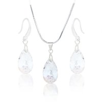 Art.No.crsh61061616- Кристален комплект колие с обици Класическа капка 16мм crystal shimmer от  
