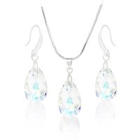 Art.No.ab61061616- Кристален комплект колие с обици Класическа капка 16мм aurore boreale от  