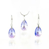 Art.No.lsap61061616- Кристален комплект колие с обици Класическа капка 16мм light saphire sh от  