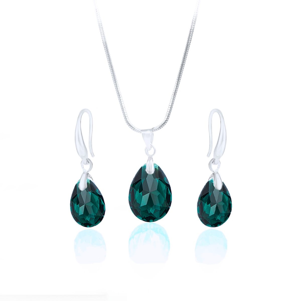 Комплект колие с обици Капка emerald shimmer