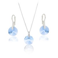 Art.No.aq64281212sfzd025- Сребърен комплект с кръгли кристали 12мм aquamarine от  