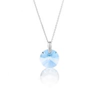 Art.No.aq642812sfzd025- Сребърно кристално колие Кръгче 12мм aquamarine от  