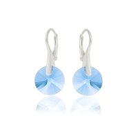 Art.No.aq642812ops- Сребърни обици с австрийски кристали 12мм aquamarine от  