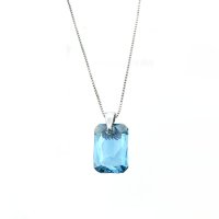 Art.No.aqsh643516skvd015- Сребърно кристално колие Правоъгълник 16мм aquamarine shimmer от  