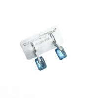 Art.No.aqsh643511ops- Сребърни кристални обици Правоъгълник aquamarine shimmer от  