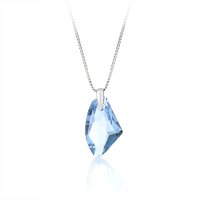 Art.No.aq665627skvd022- Сребърно колие с кристал 27мм Галактик aquamarine от  