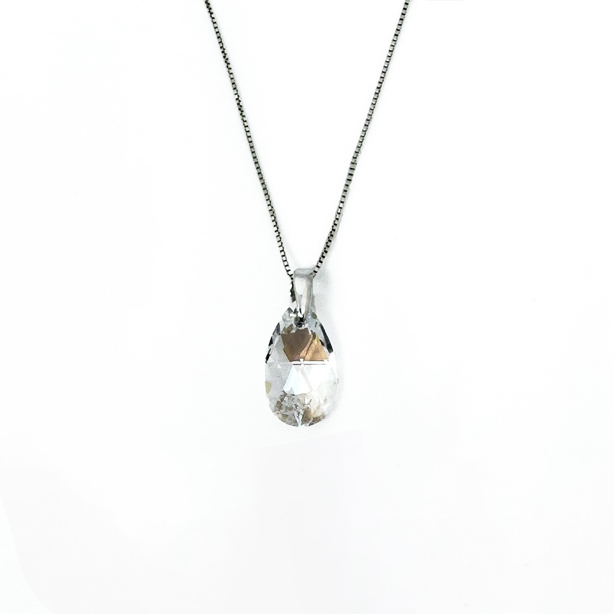 Сребърно колие Класическа капка 16мм crystal shimmer