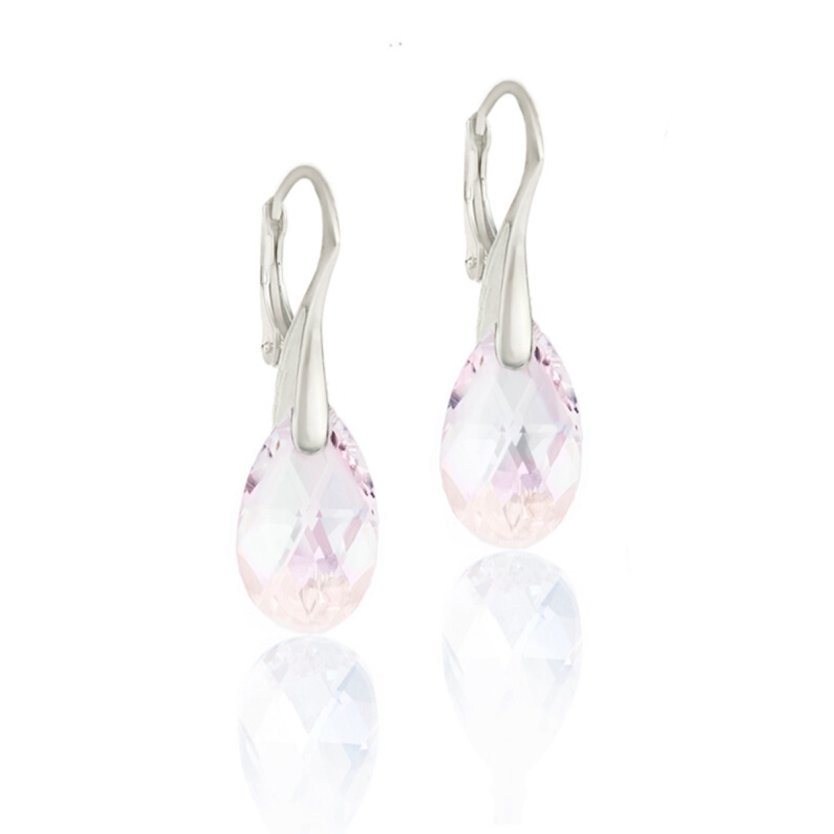 Сребърни обици с кристални капки light amethyst shimmer