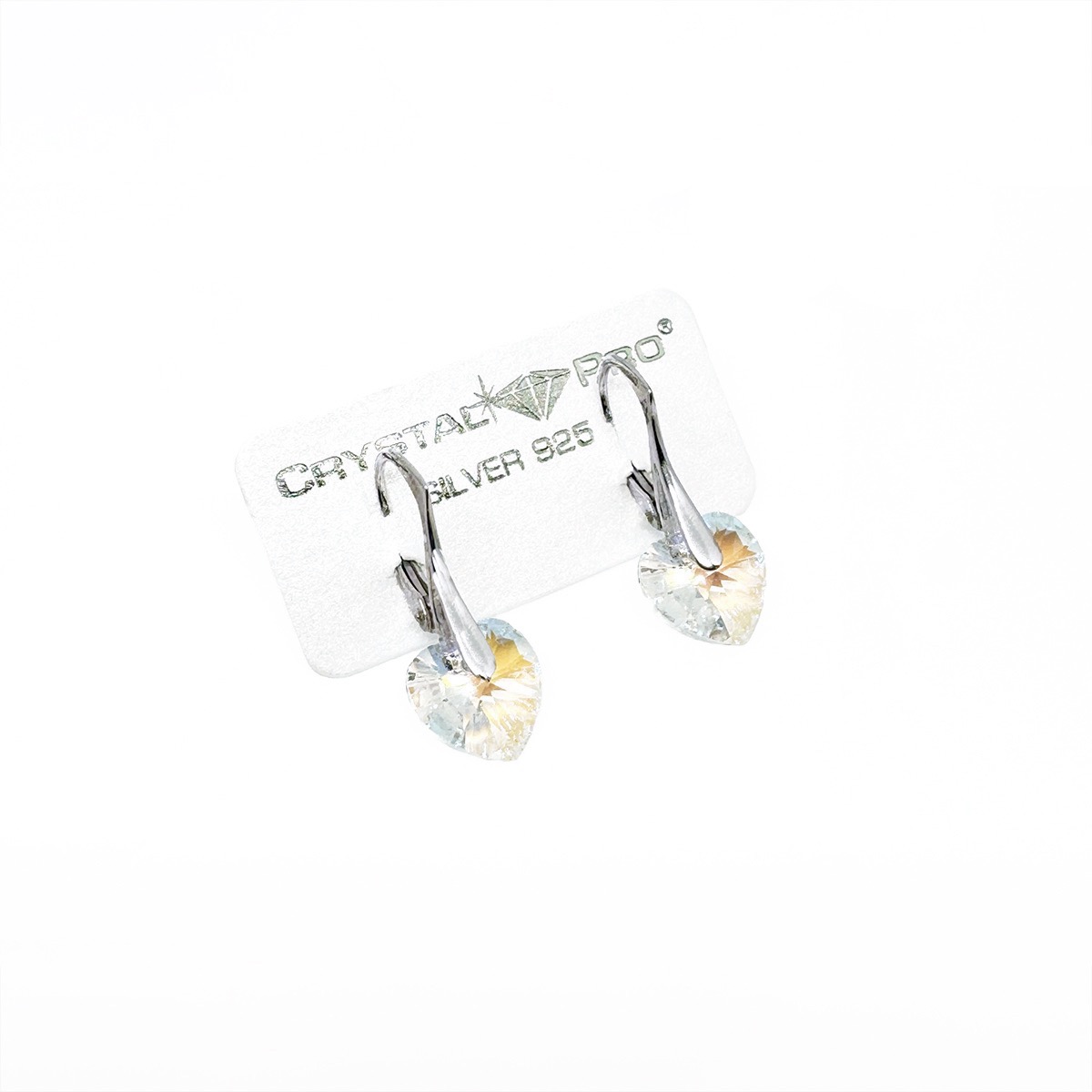 Малки сребърни обици с кристални сърца crystal shimmer