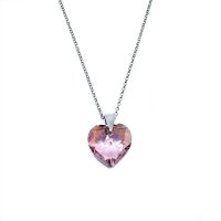Art.No.lrsh643214sroosd- Сребърно колие с кристал Сърце light rose shimmer от  