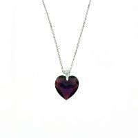 Art.No.amsh643214sroosd- Сребърно колие с кристал Сърце amethyst shimmer от  