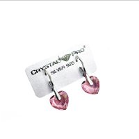 Art.No.lrsh643210ops- Сребърни обици с австрийски кристали Сърца light rose shimmer от  
