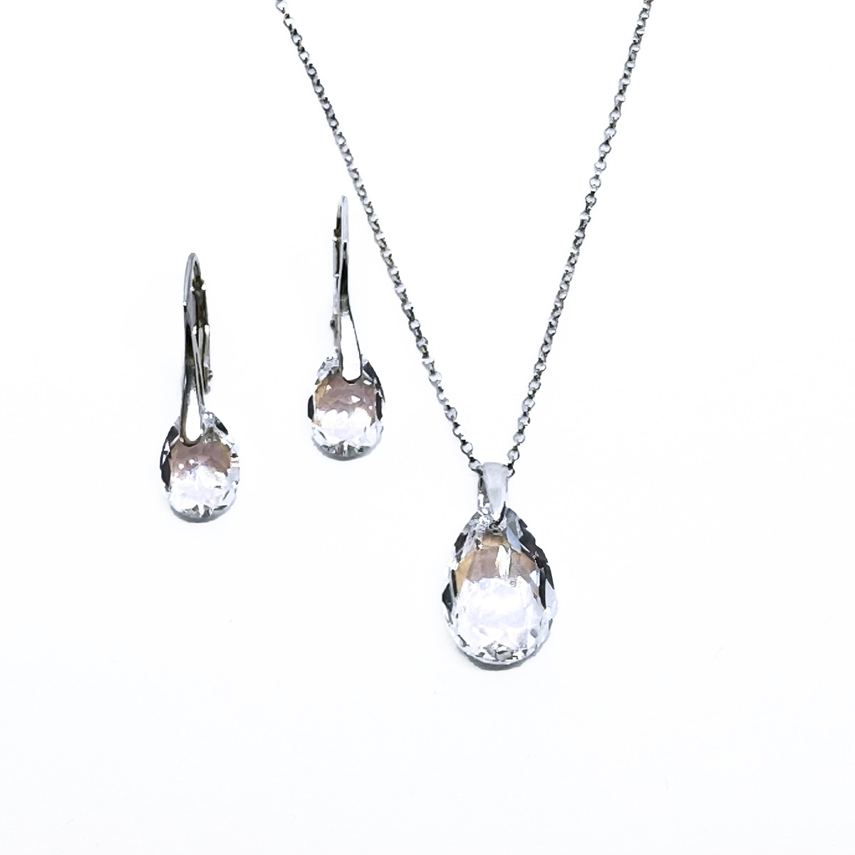 Сребърен комплект с австрийски кристали Капка crystal shimmer