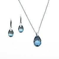Art.No.aqsh64331611sroosd- Сребърен комплект с австрийски кристали Капка aquamarine shimmer от  