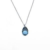 Art.No.aqsh643316sroosd- Кристално сребърно колие Капка 16мм aquamarine shimmer от  