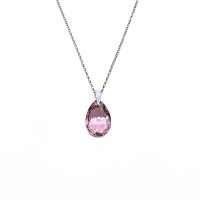 Art.No.lrsh643316sroosd- Кристално сребърно колие Капка 16мм light rose shimmer от  