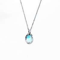 Art.No.ab643316sroosd- Кристално сребърно колие Капка 16мм aurore boreale от  