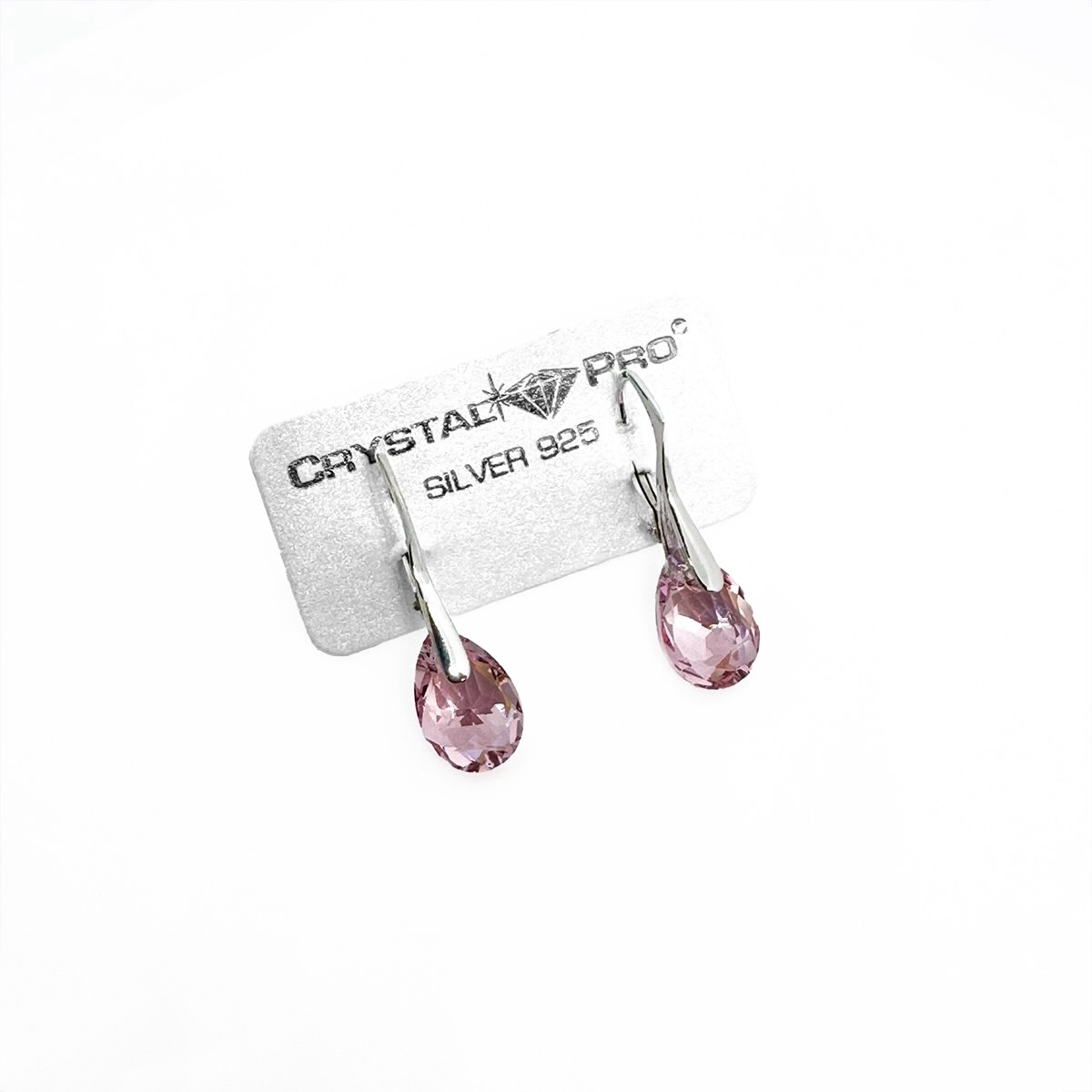 Кристални сребърни обици Капка light rose shimmer