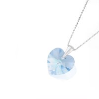 Art.No.aqsh622818skvd015- Сребърно кристално колие Сърце 18мм aquamarine shimmer от  