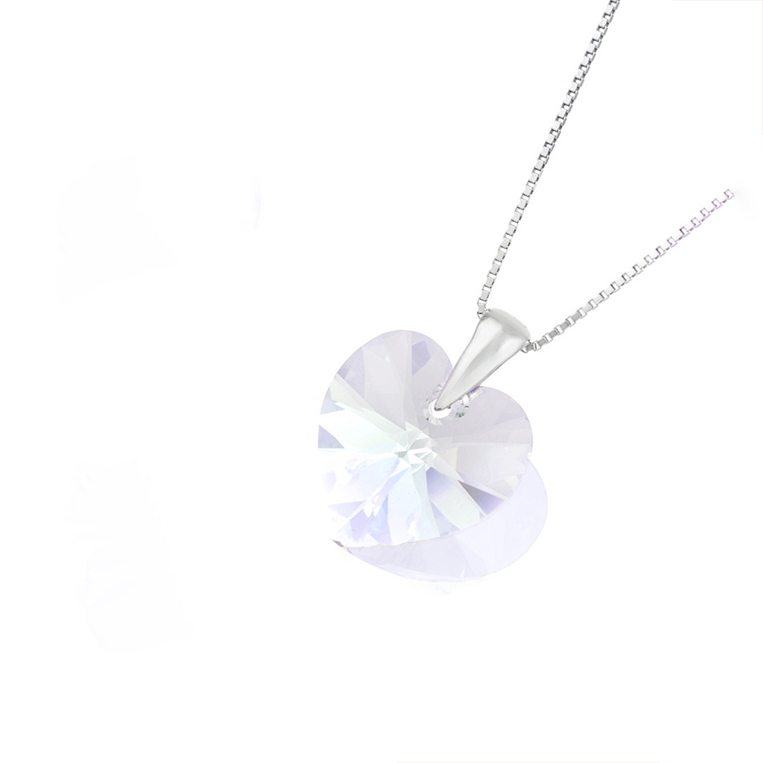 Сребърно кристално колие Сърце 18мм crystal shimmer
