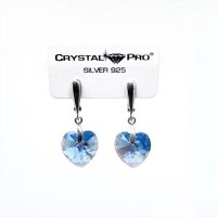 Art.No.aqsh622814oas- Висящи сребърни обици Сърца aquamarine shimmer от  