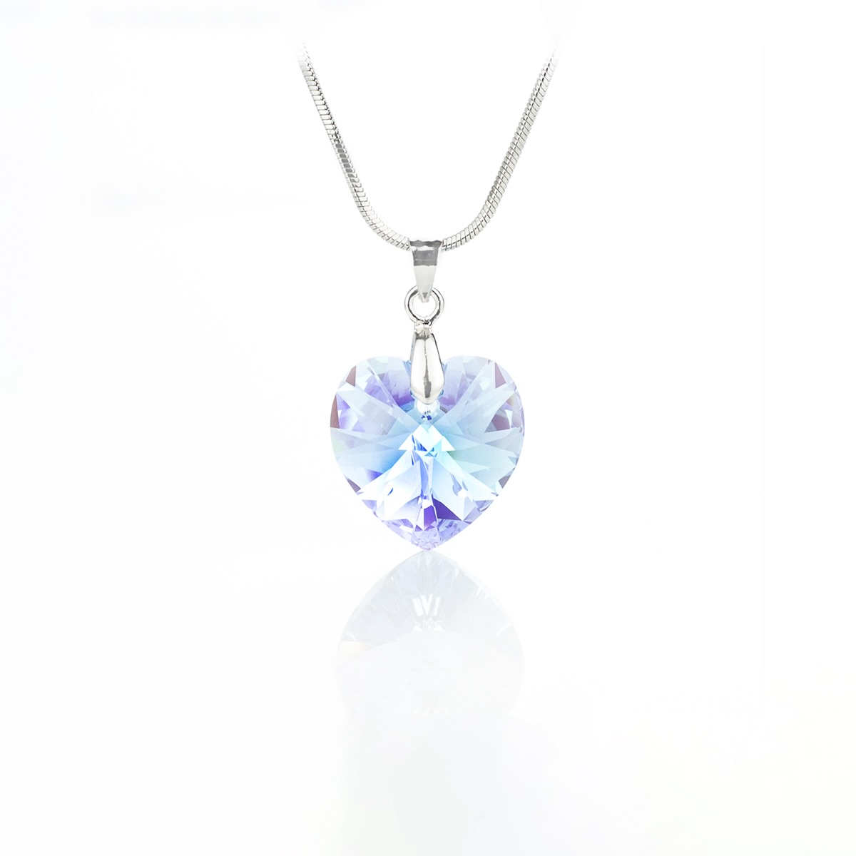 Колие с кристал Сърце 14мм aqua shimmer