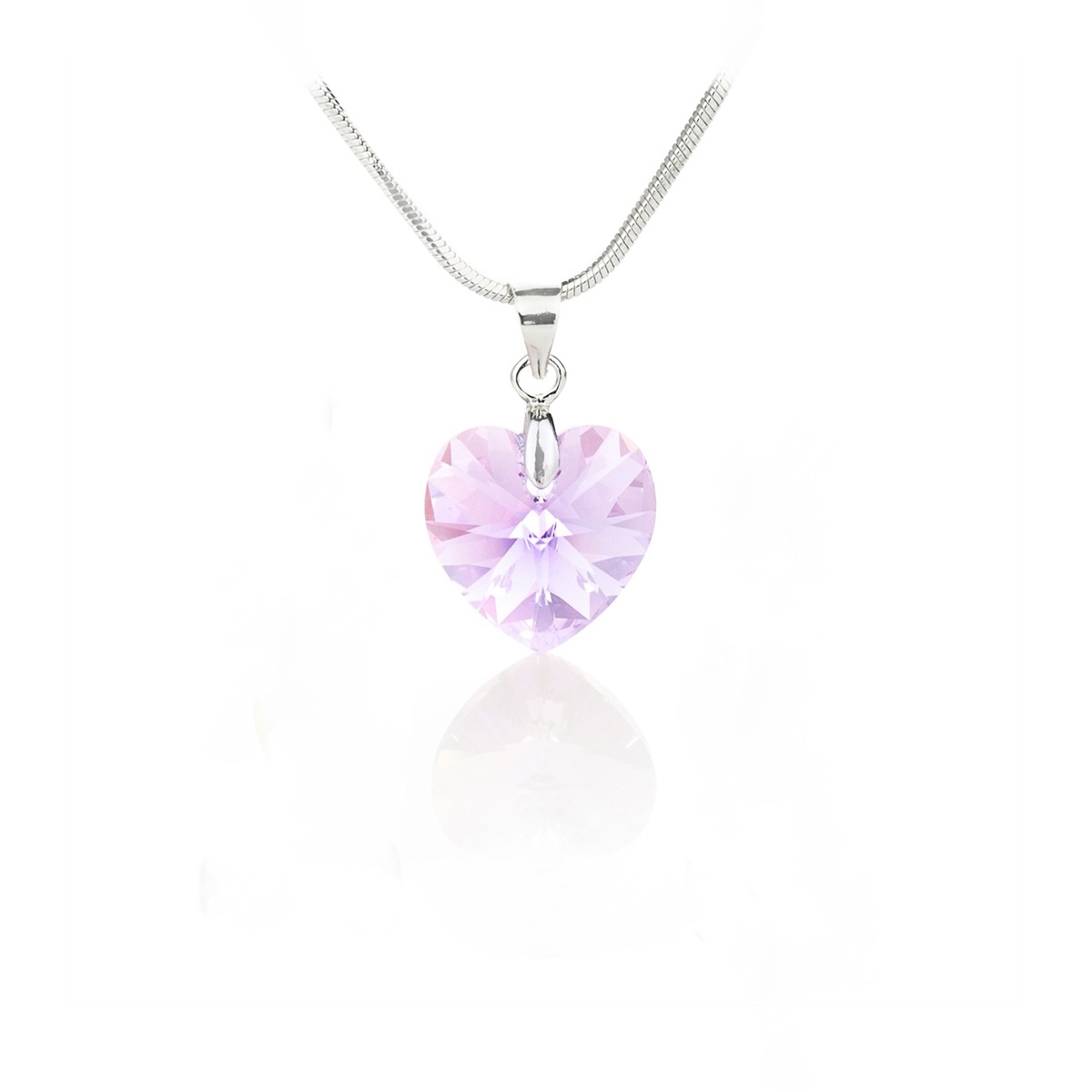 Колие с кристал Сърце 14мм light amethyst shimmer