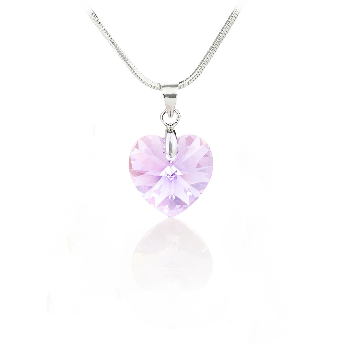 Колие с кристал Сърце 18мм light amethyst shimmer