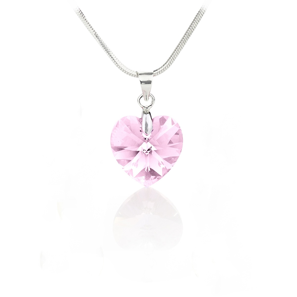 Колие с кристал Сърце 18мм light rose shimmer