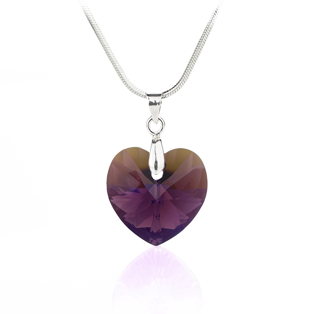 Колие с кристал Сърце 18мм amethyst ab