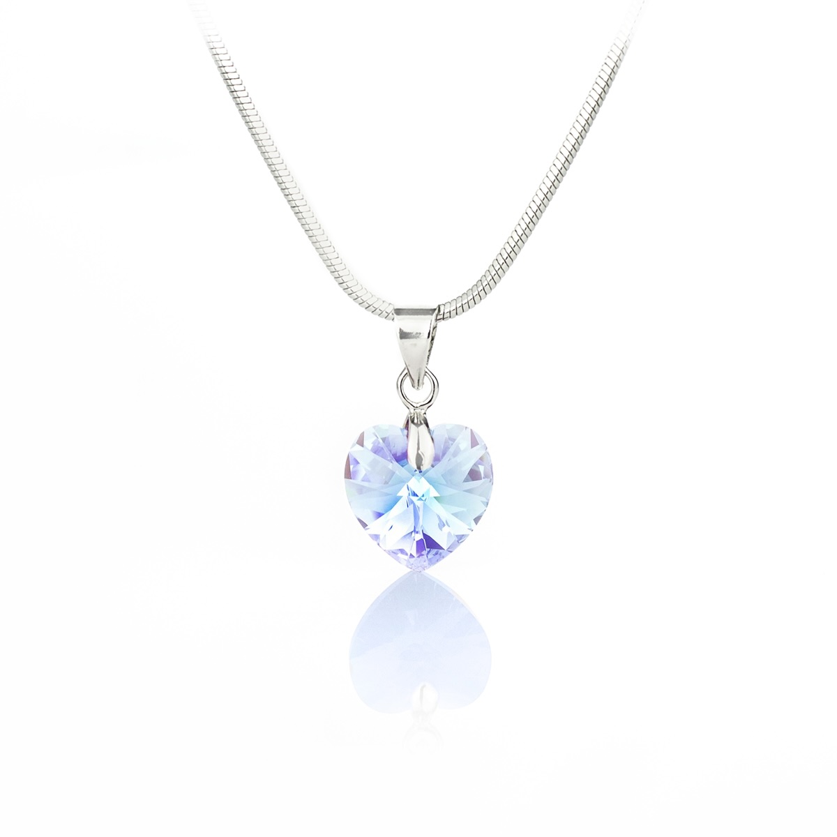 Колие с кристал Сърце 10мм aquamarine shimmer 